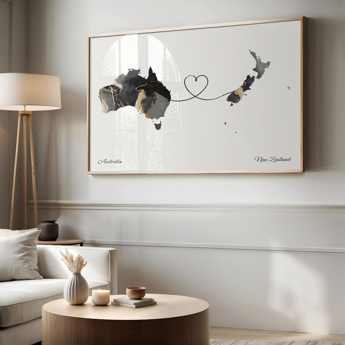 Australia to New Zealand Map Travel Art Poster - Image 2