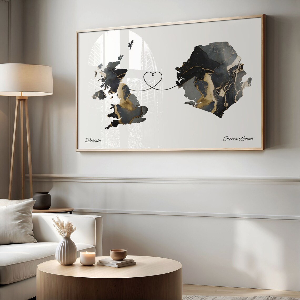 Britain To Sierra Leone Dual Countries Map Art Print - Image 2