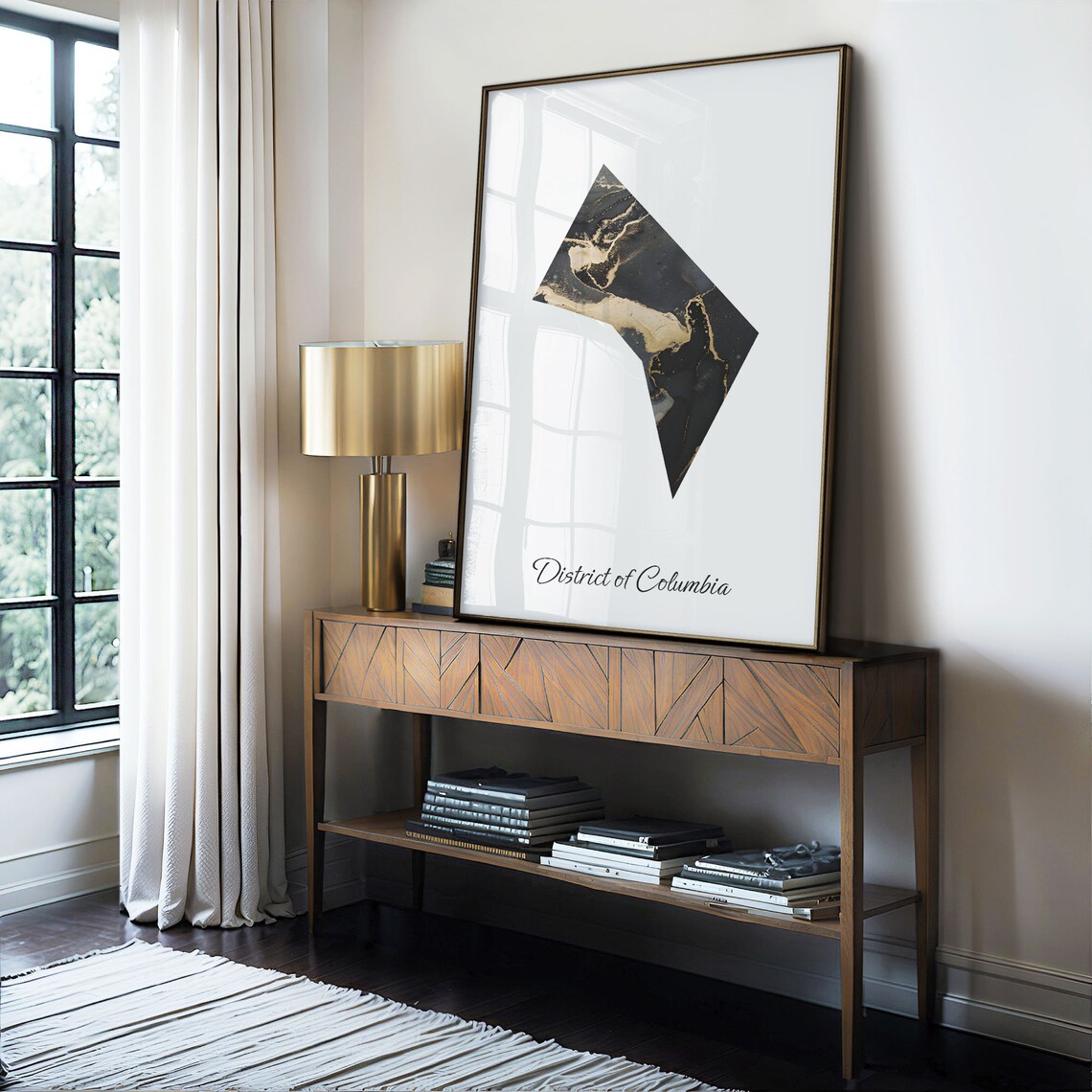 District of Columbia Black and Gold Marble Silhouette State Map Poster - Image 4