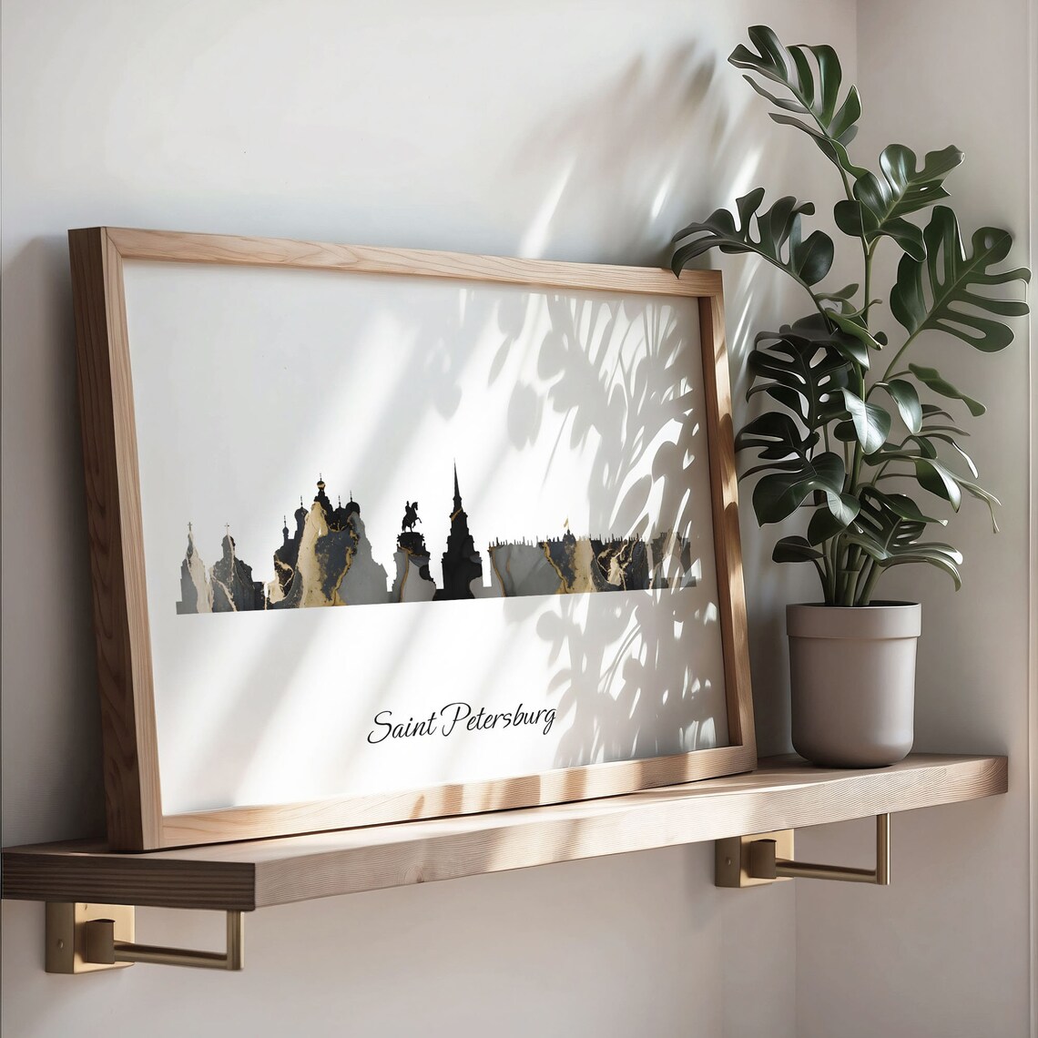 Saint Petersburg Skyline Black Gold Marble Cityscape Russia Travel Decor Poster - Image 3