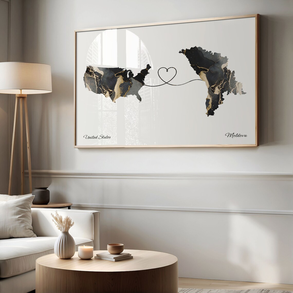 USA to Moldova Map Poster, Emigration Travel Print - Image 2
