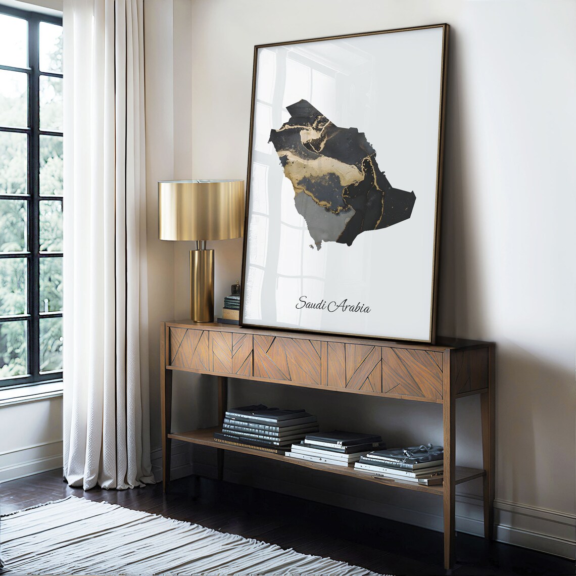 Saudi Arabia Black and Gold Marble Country Map Elegant Minimalist Poster - Image 4