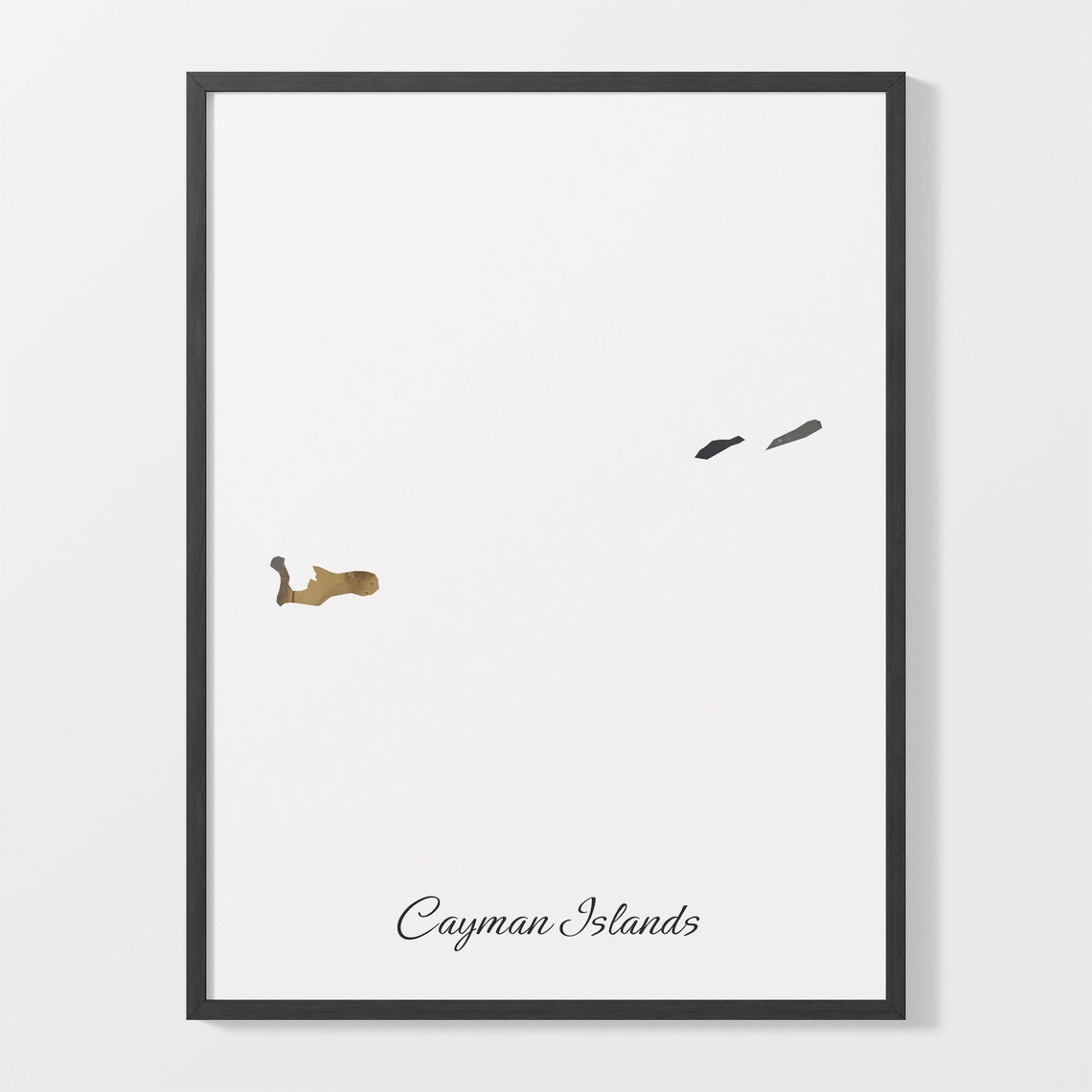 Cayman Islands Black and Gold Marble Silhouette Island Map Poster