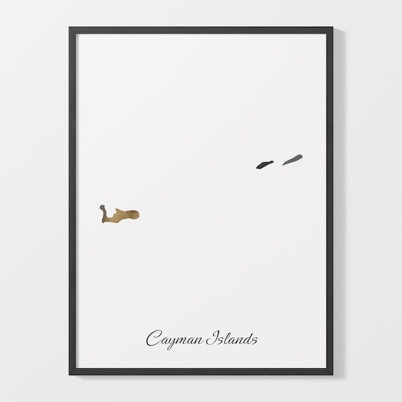 Cayman Islands Black and Gold Marble Silhouette Island Map Poster