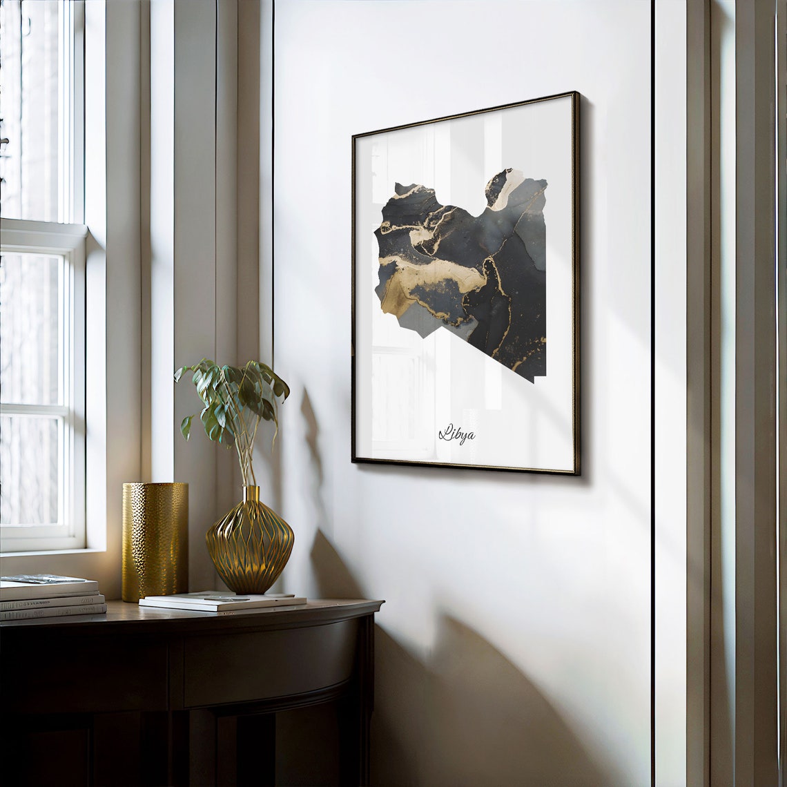 Libya Black and Gold Marble Country Map Elegant Decor Poster - Image 3