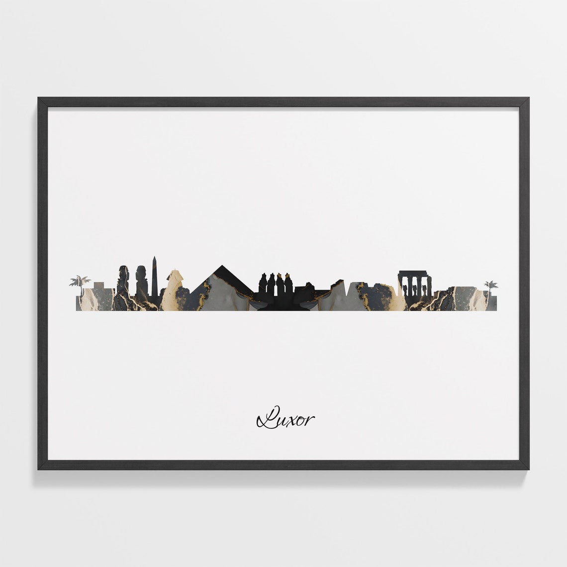 Luxor Black Marble Skyline Pyramid Sphinx Poster Modern Cityscape Art