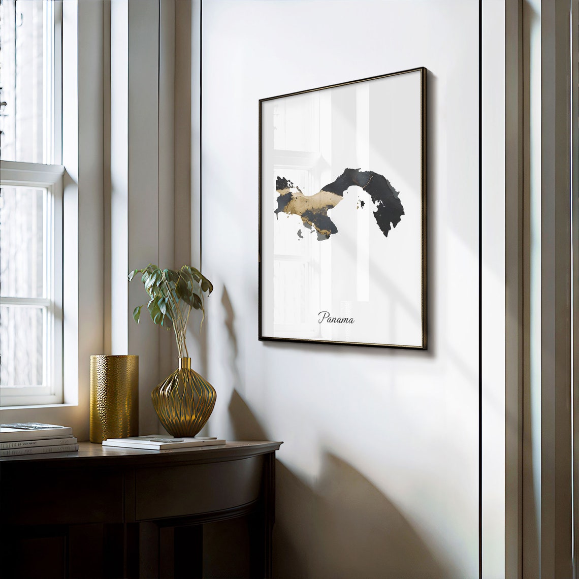 Panama Black and Gold Marble Country Map Elegant Minimalist Poster - Image 3