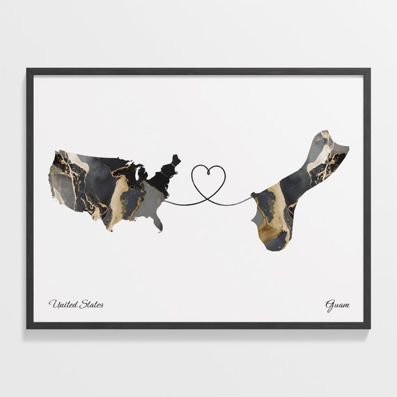 USA to Guam Map Travel Poster, Guamanian Gift