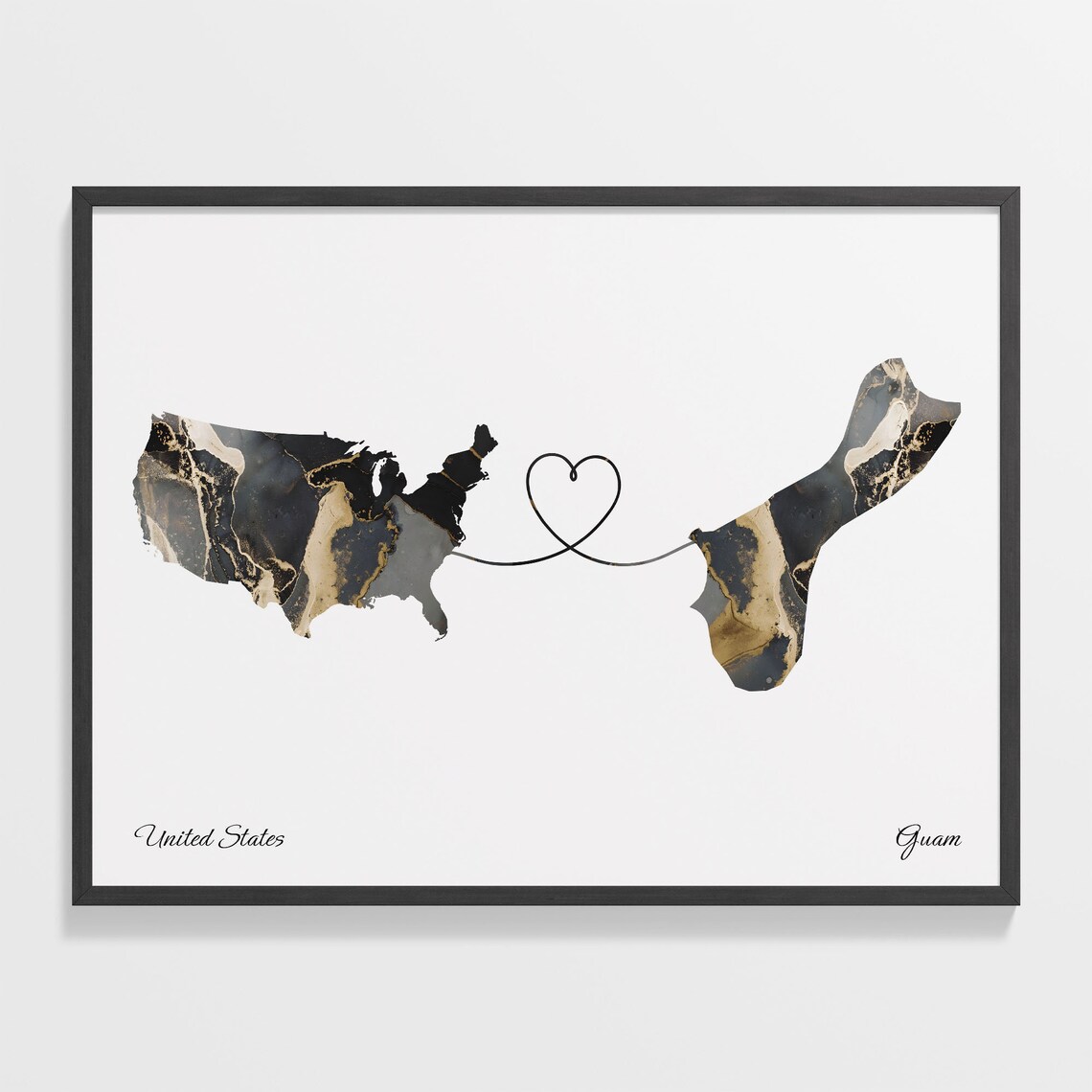 USA to Guam Map Travel Poster, Guamanian Gift