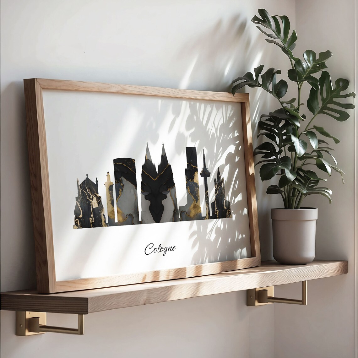 Cologne Luxury Black Gold Marble City Skyline Silhouette Poster - Image 3