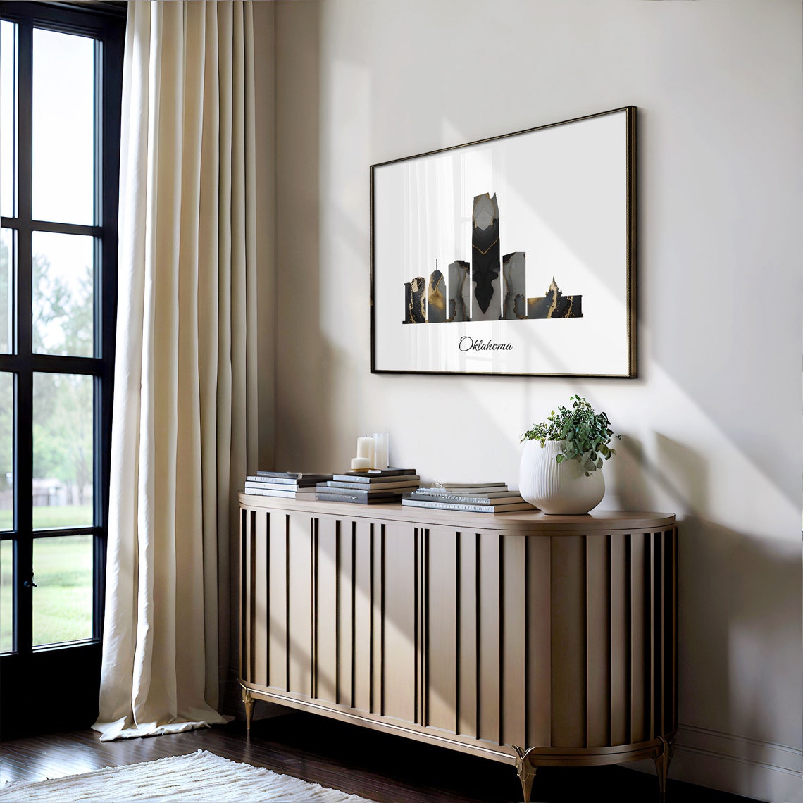 Oklahoma Marble Skyline Black Gold Minimalist Cityscape USA Poster - Image 4