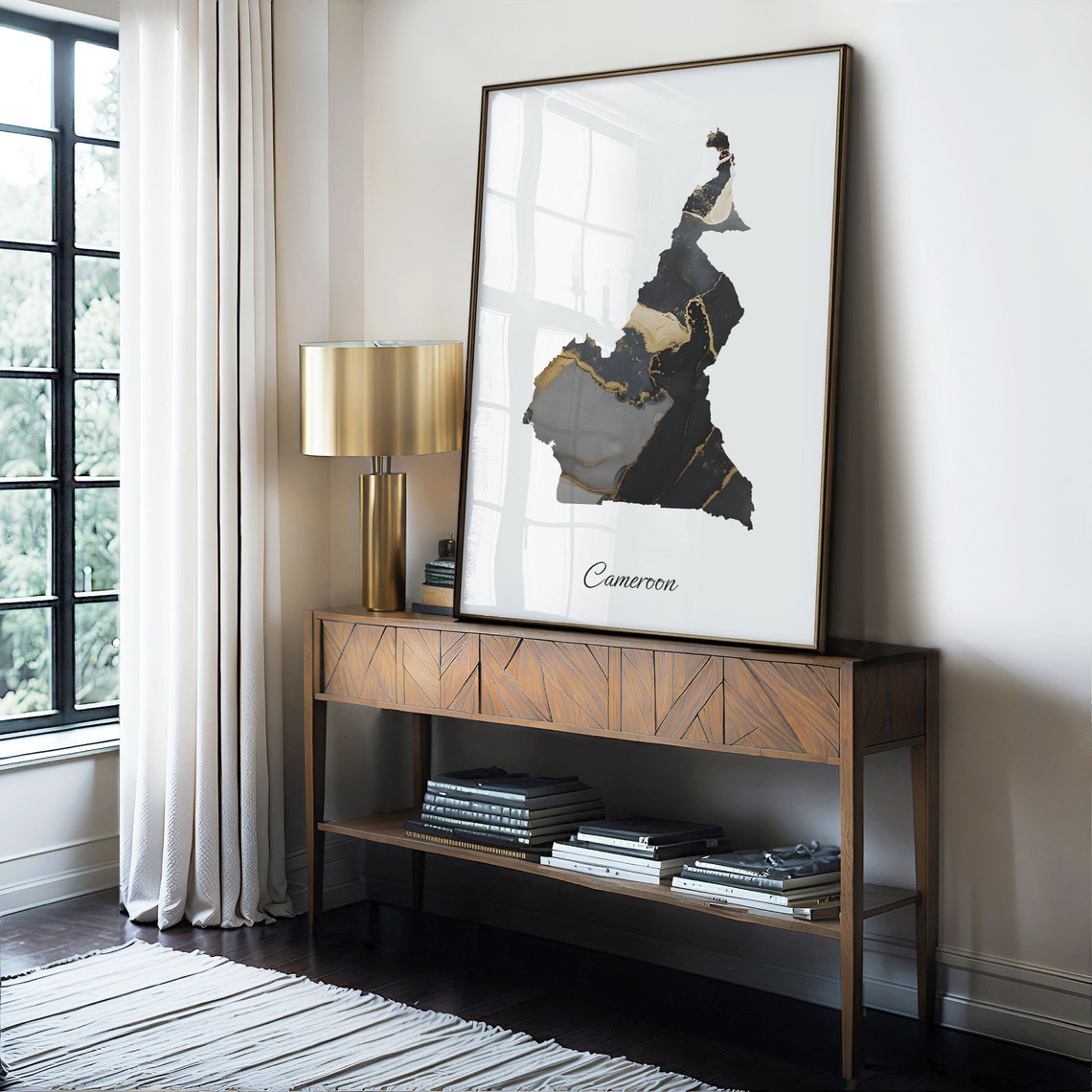 Cameroon Elegant Country Map Black Gold Marble Minimalist Poster - Image 4