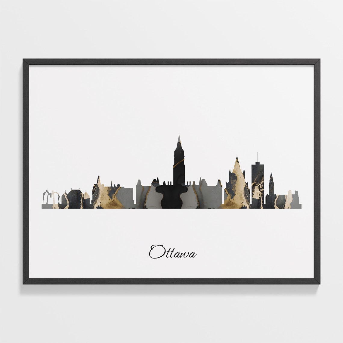 Ottawa Skyline Marble Silhouette Print Canada Cityscape Gift
