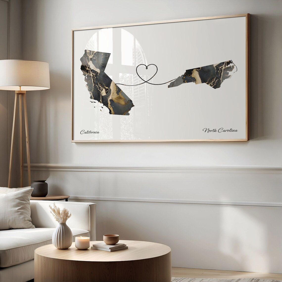 California to North Carolina Map Poster, Travel Art - Image 2