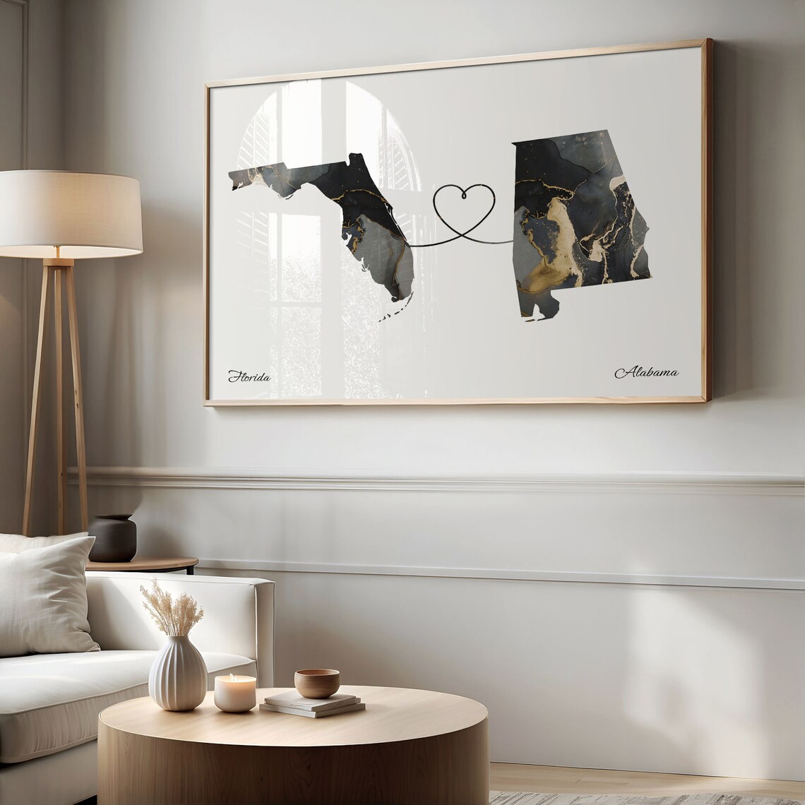 Florida to Alabama Map Poster, Travel Art - Image 2
