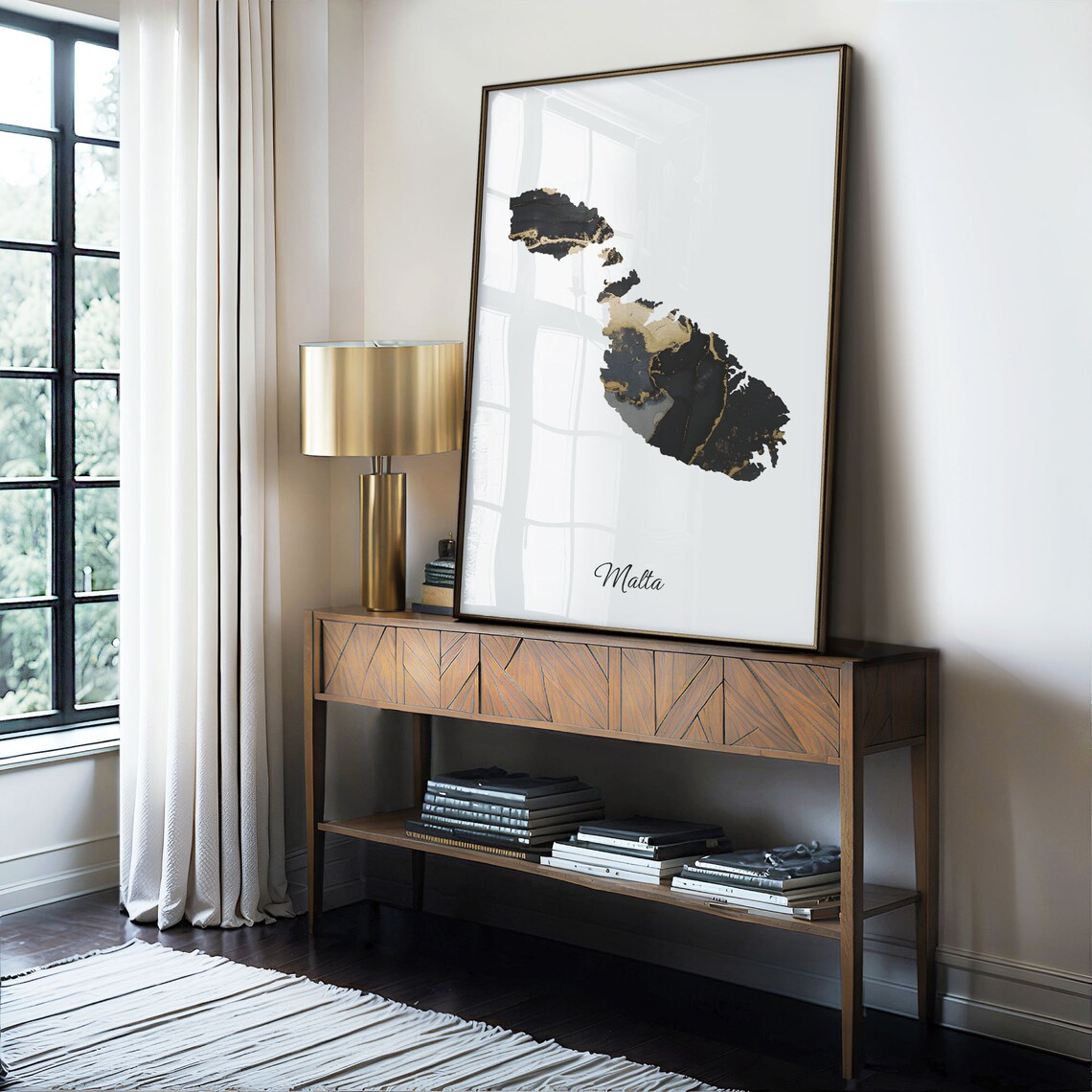 Malta Black and Gold Marble Country Map Silhouette Minimalist Poster - Image 4