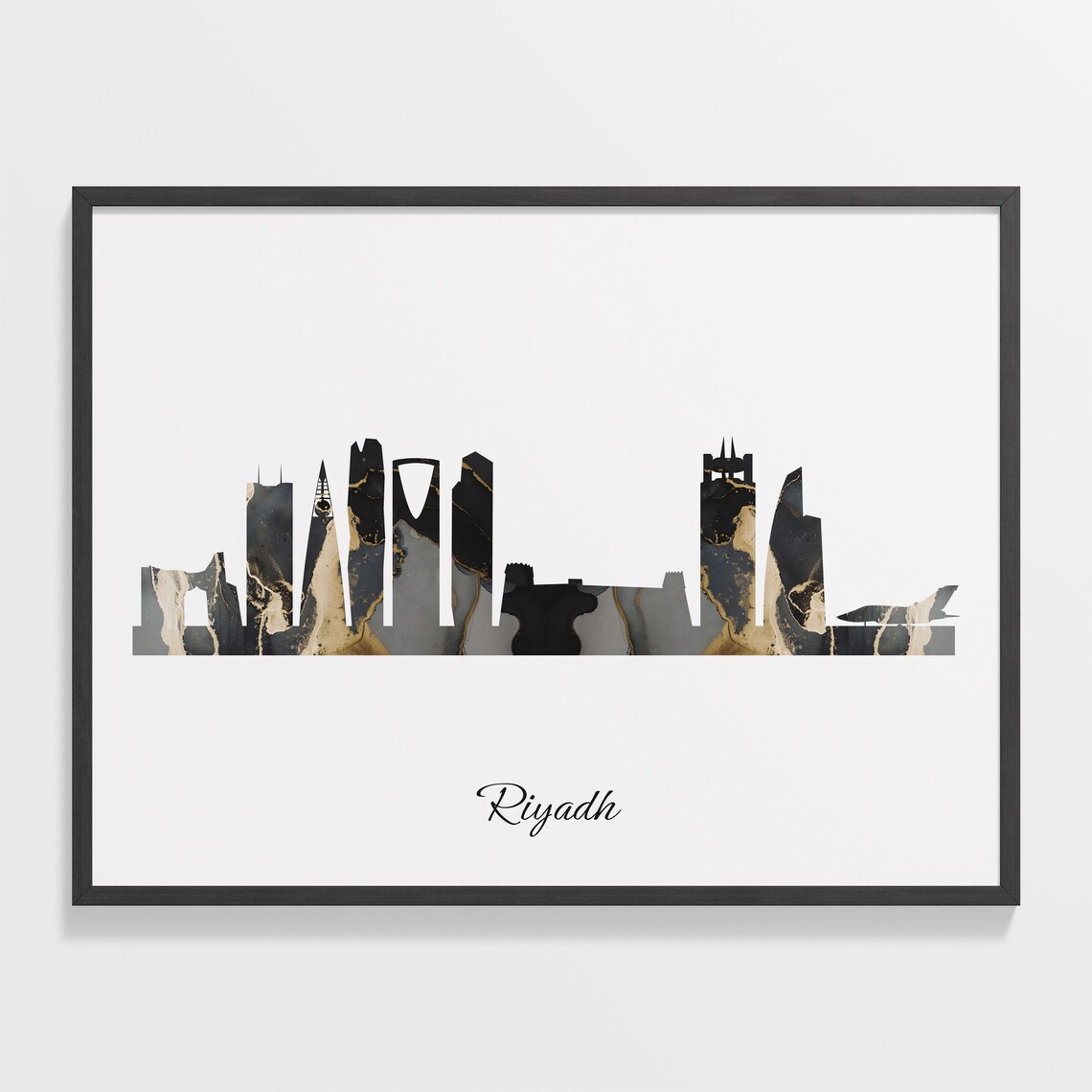 Riyadh Saudi Arabia Marble Skyline Poster Minimalist Cityscape Art Decor
