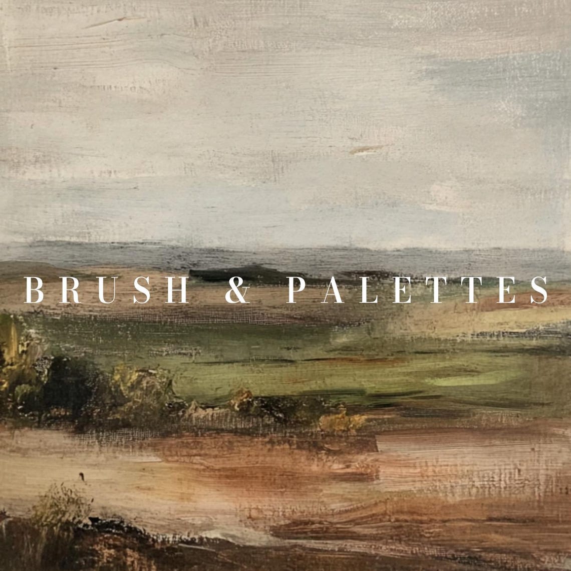 Muted Earth Field Gray Sky Abstract Pastoral Painting Poster - Image 3