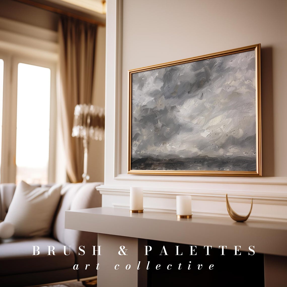 Moody Grey Storm Clouds Dramatic Minimalist Dark Sky Wall Art - Image 3