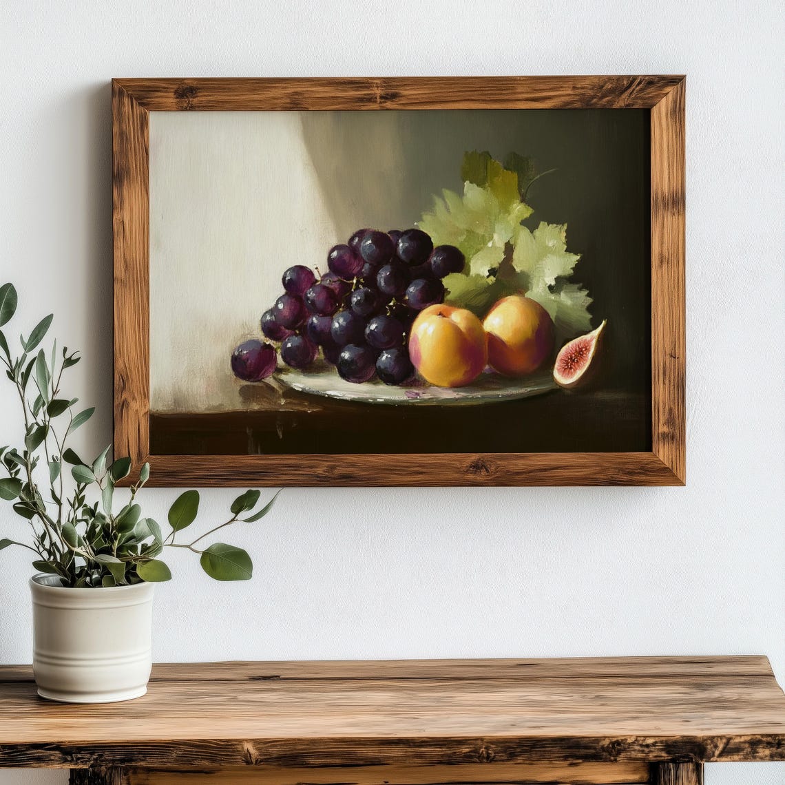 Fruit Still Life Grapes Peaches Fig Classic Oil Painting Poster - Image 2