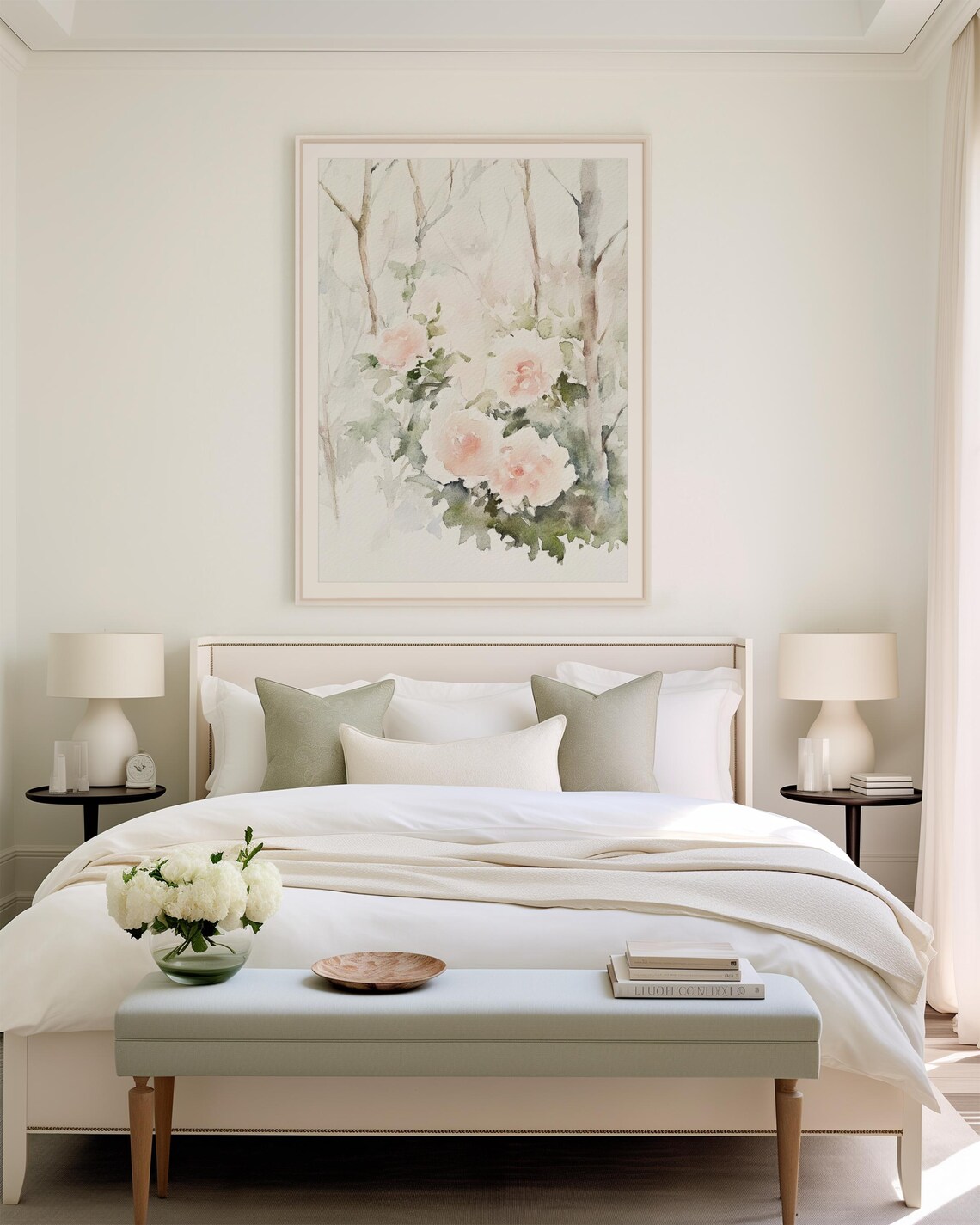 Blush Rose Watercolor Painting Soft Pink Floral Bloom Poster - Image 3