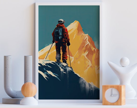 Mountain Ski Print Print Retro Ski Poster Colorado Ski Art Vintage Travel Poster Printable Wall Art Large Wall Art