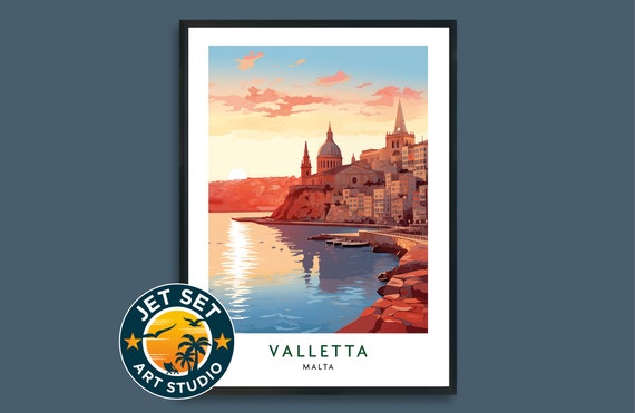 Valletta Malta Travel Print Wall Art City Poster Hanging Home Dcor Gift Lovers Framed Unframed Canvas European