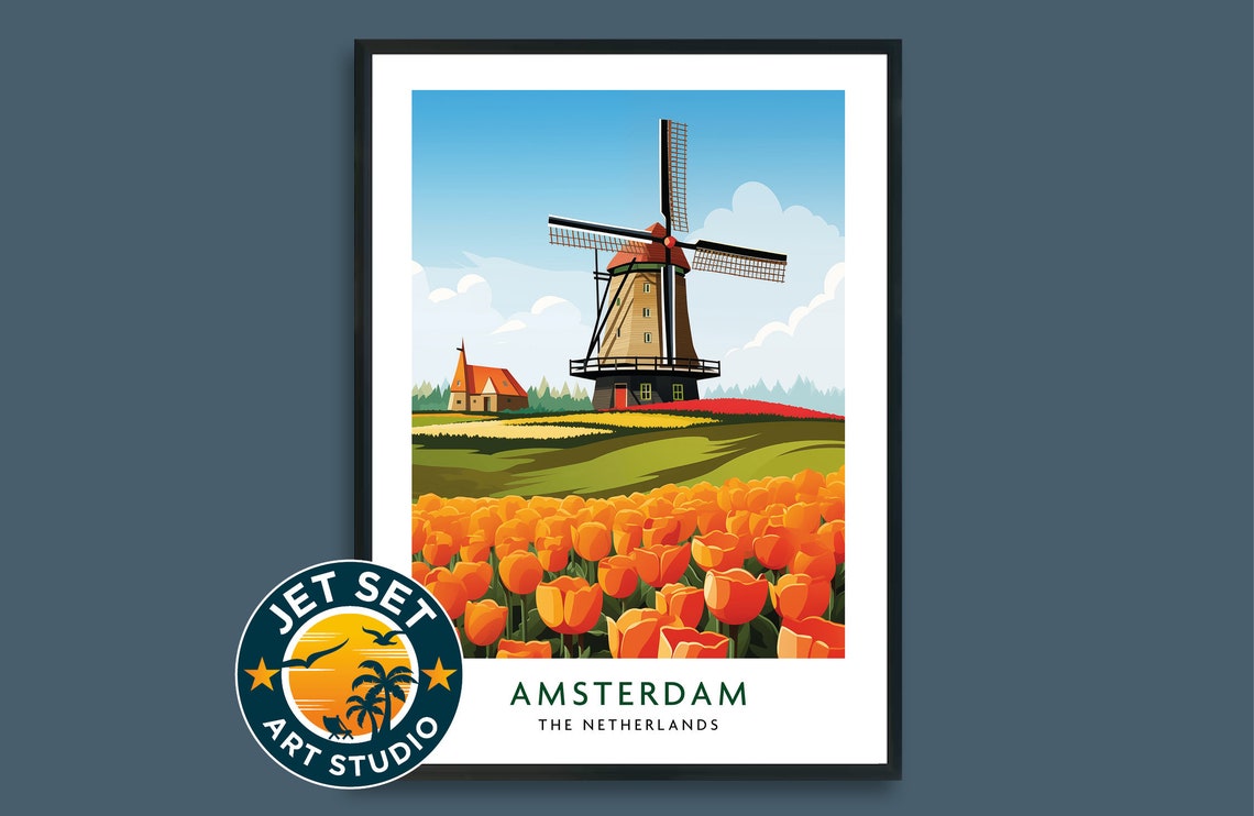 Amsterdam Holland Netherlands Travel Print Poster Framed Unframed Canvas Gift