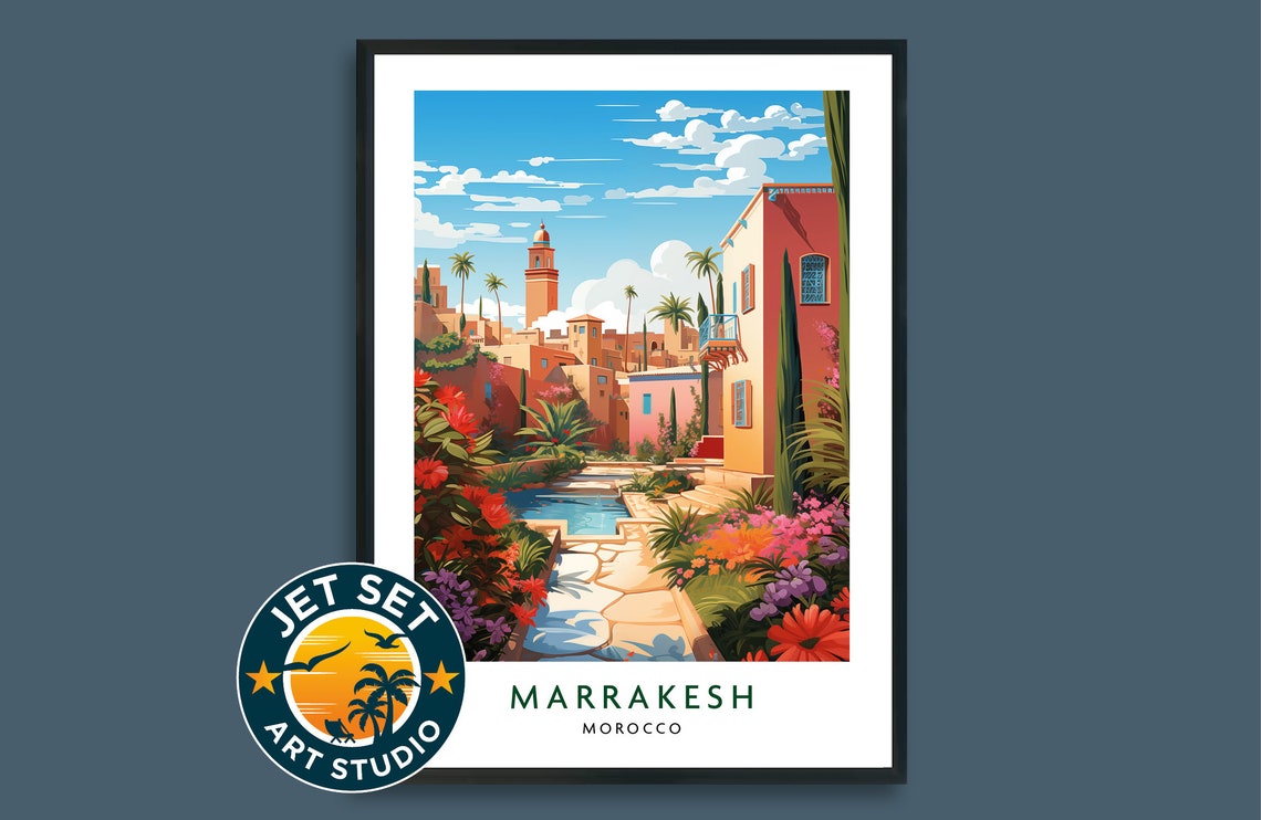 Marrakesh Morocco Africa Travel Print Poster Wall Art Hanging Home Dcor Gift Lovers Framed Unframed Canvas Tokyo