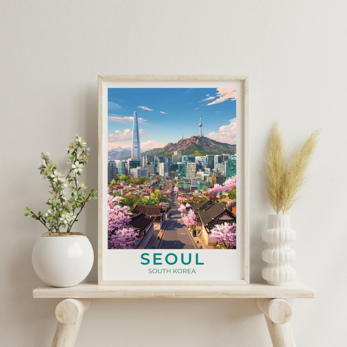 Seoul Vintage Travel Poster, Korea Scenic Art Print
