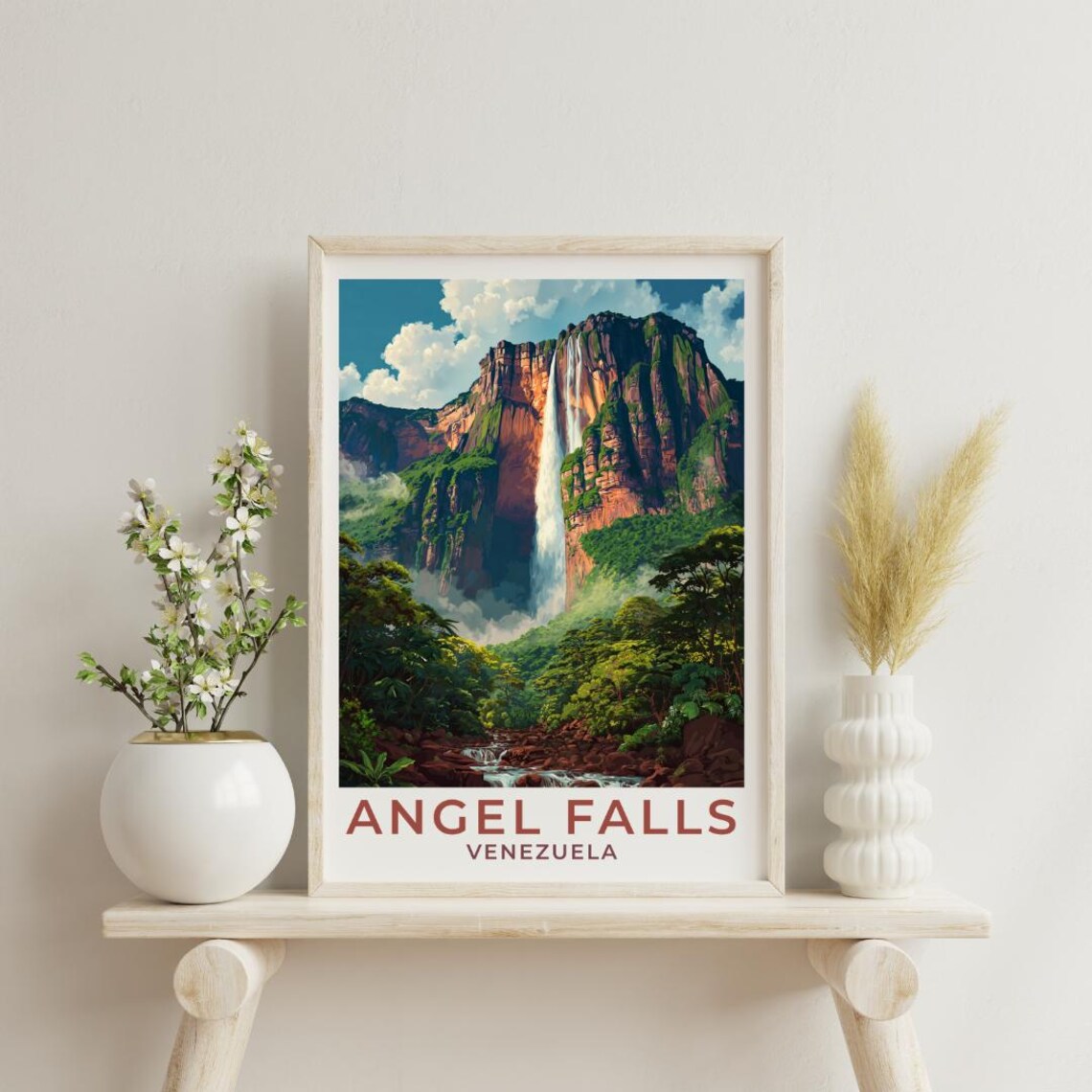 Angel Falls Vintage Travel Poster, Venezuela
