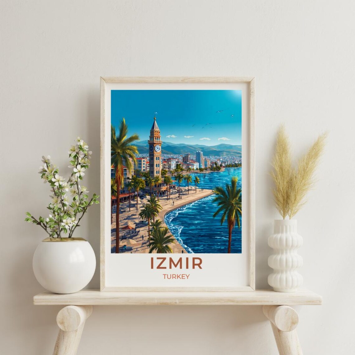 Izmir Vintage Travel Poster, Turkey Scenic View