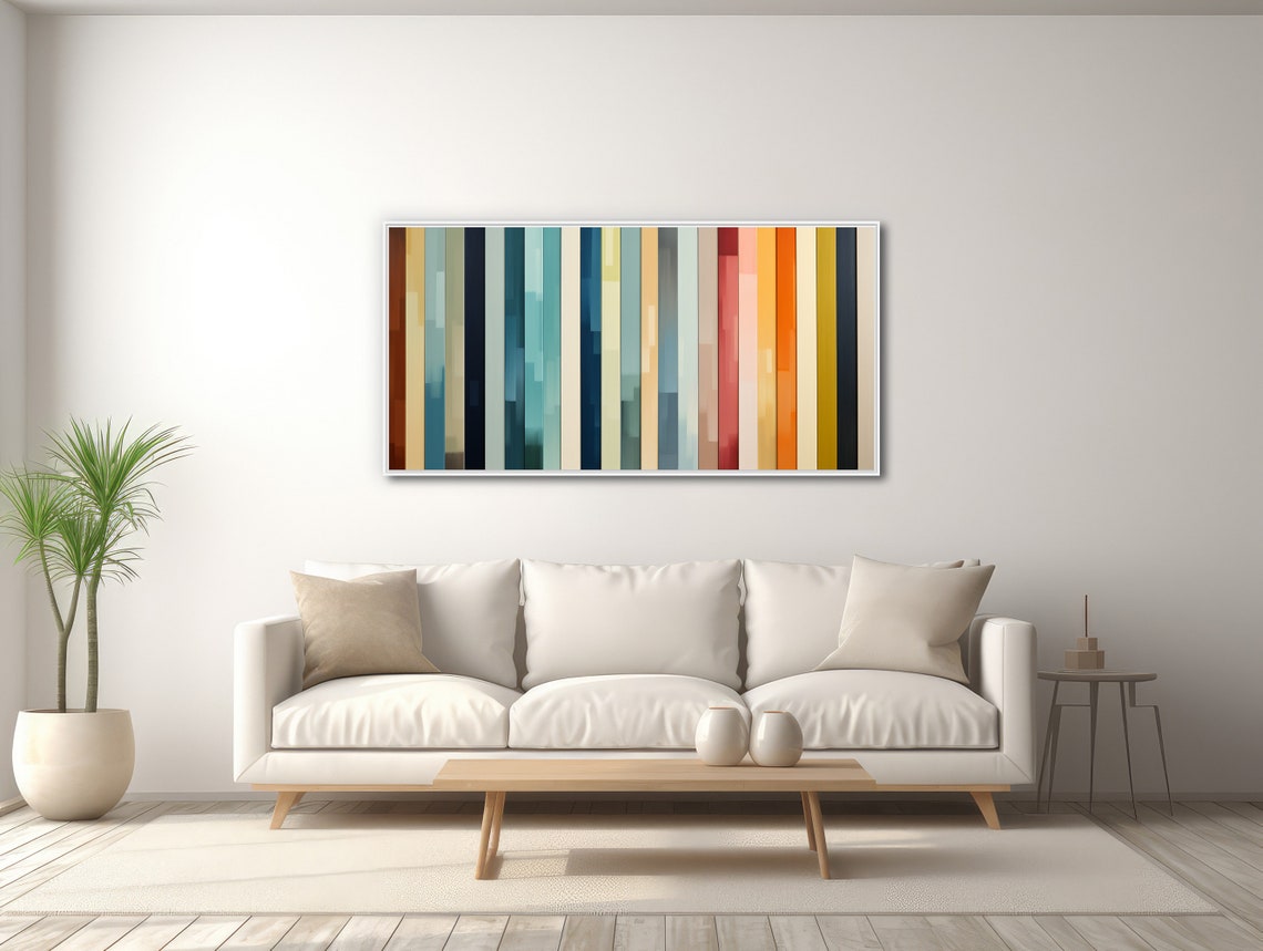Panoramic Retro Vertical Gradient Bars Colorful Modern Wall Art - Image 3