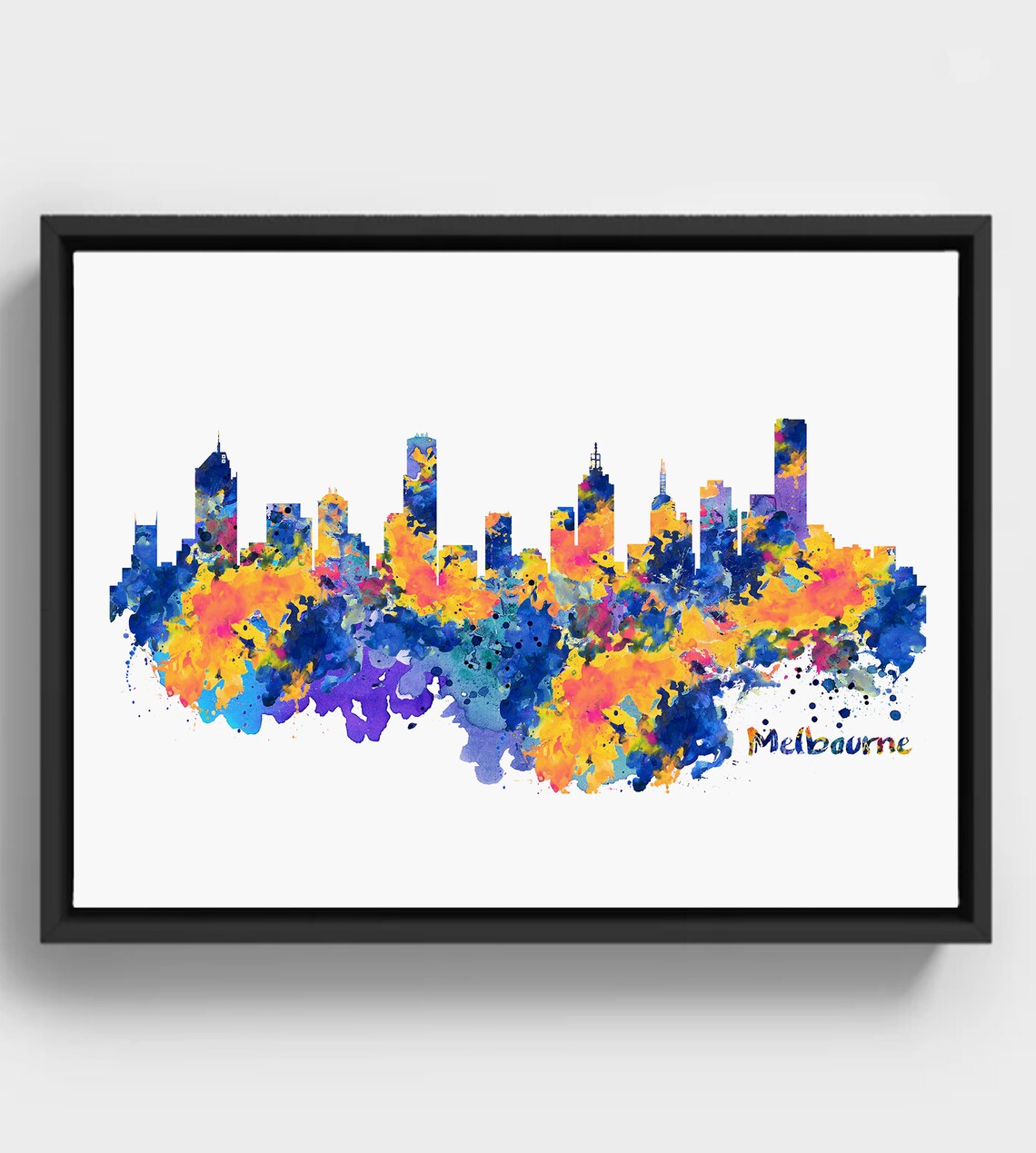 Colorful Melbourne Skyline Watercolor Abstract Australia Cityscape Wall Art Instant