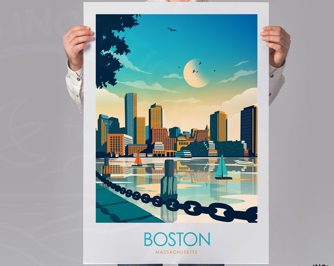 Boston Minimal Style Travel Poster, Massachusetts - Image 2