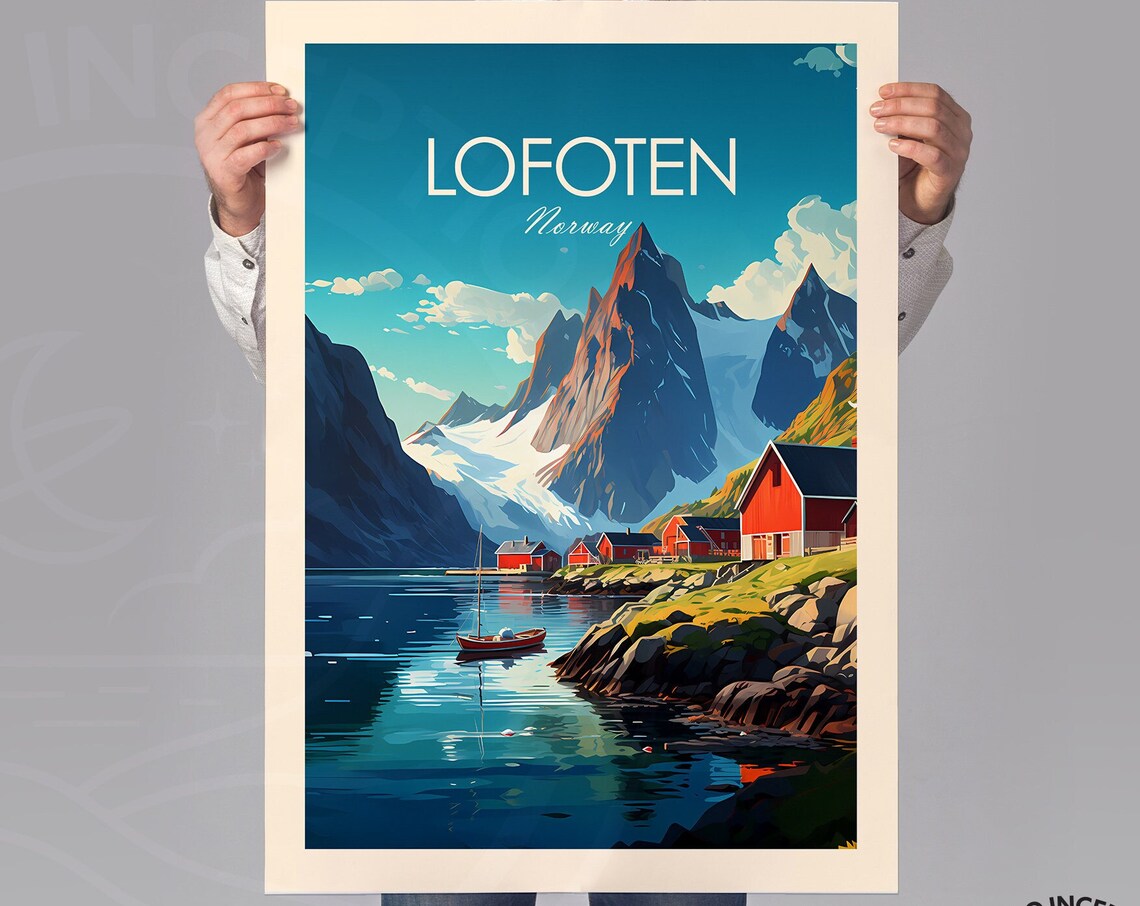 Lofoten Traditional Norway Travel Poster, Scandinavian - Image 2