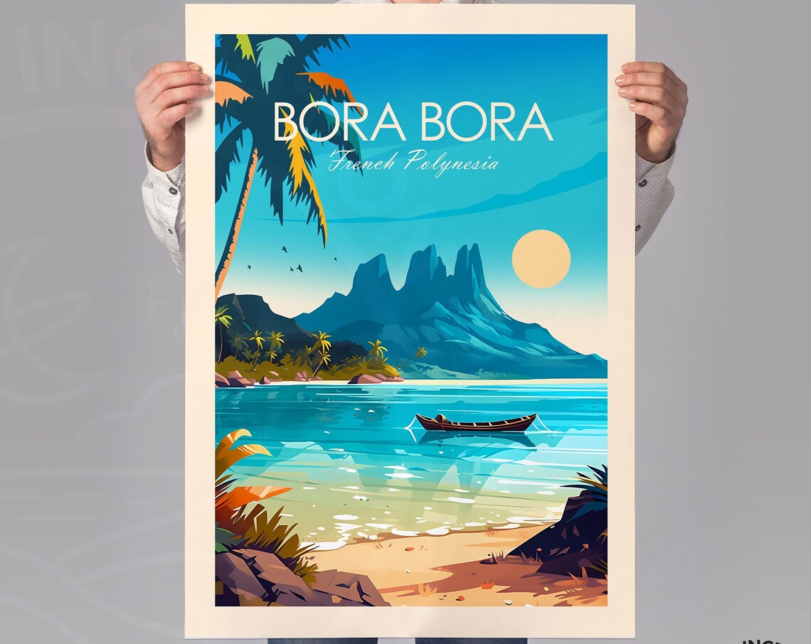 Bora Bora Traditional Travel Poster, Tahiti - Image 3