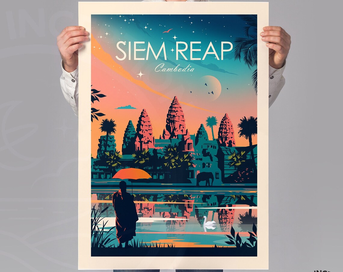 Siem Reap Traditional Travel Poster, Angkor Wat - Image 2