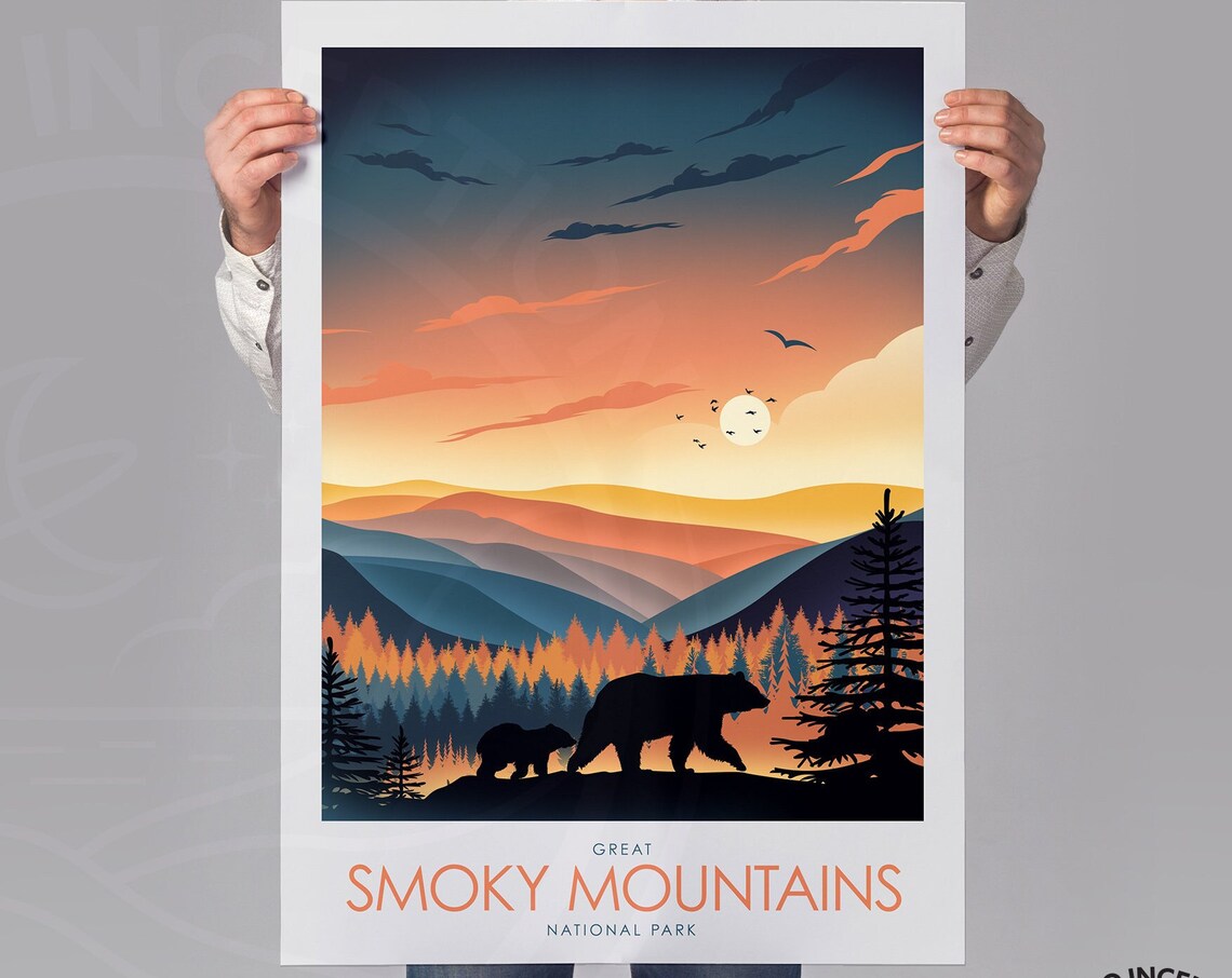 Mother Bear and Cub, Great Smoky Mountains Minimalist - Image 2