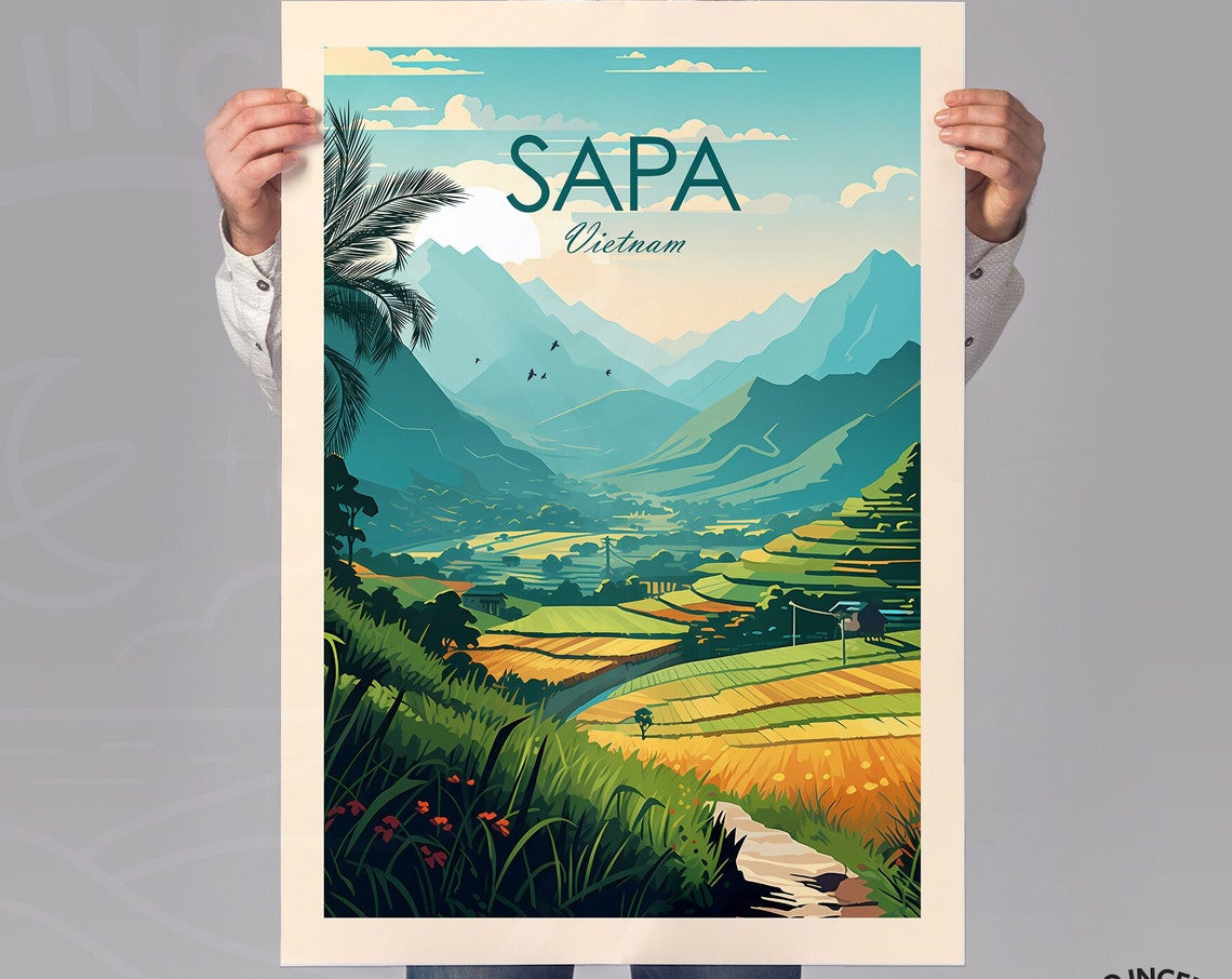 Sapa Vietnam Terraced Rice Fields Mountain Valley Travel Poster - Image 2