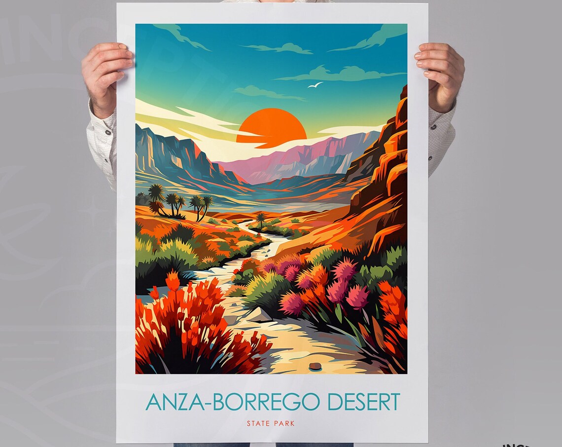 Anza Borrego Desert Sunset Wildflower Landscape Travel Poster - Image 3