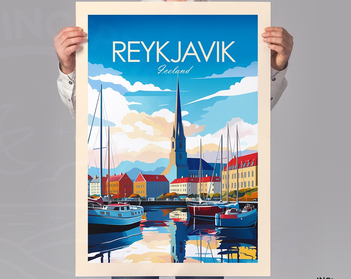 Reykjavik Travel Poster Print, Iceland Travel Poster - Image 3