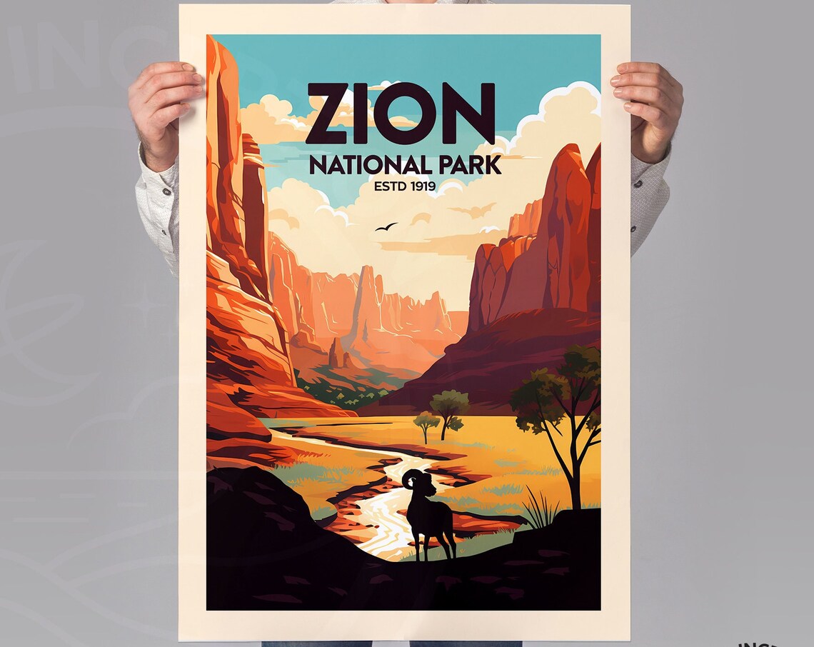 Zion National Park Travel Poster, National Park Gift - Image 2