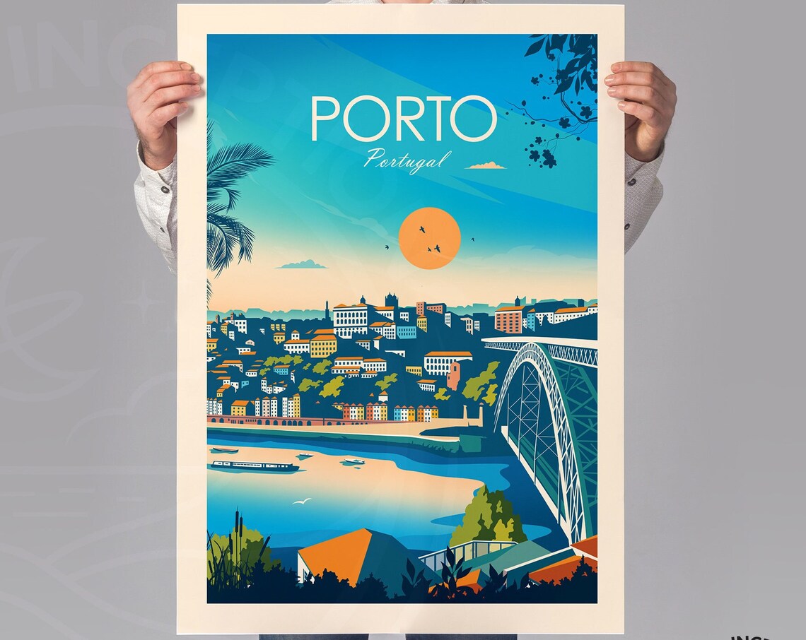 Porto Portugal Traditional Travel Poster, Living Room - Image 2