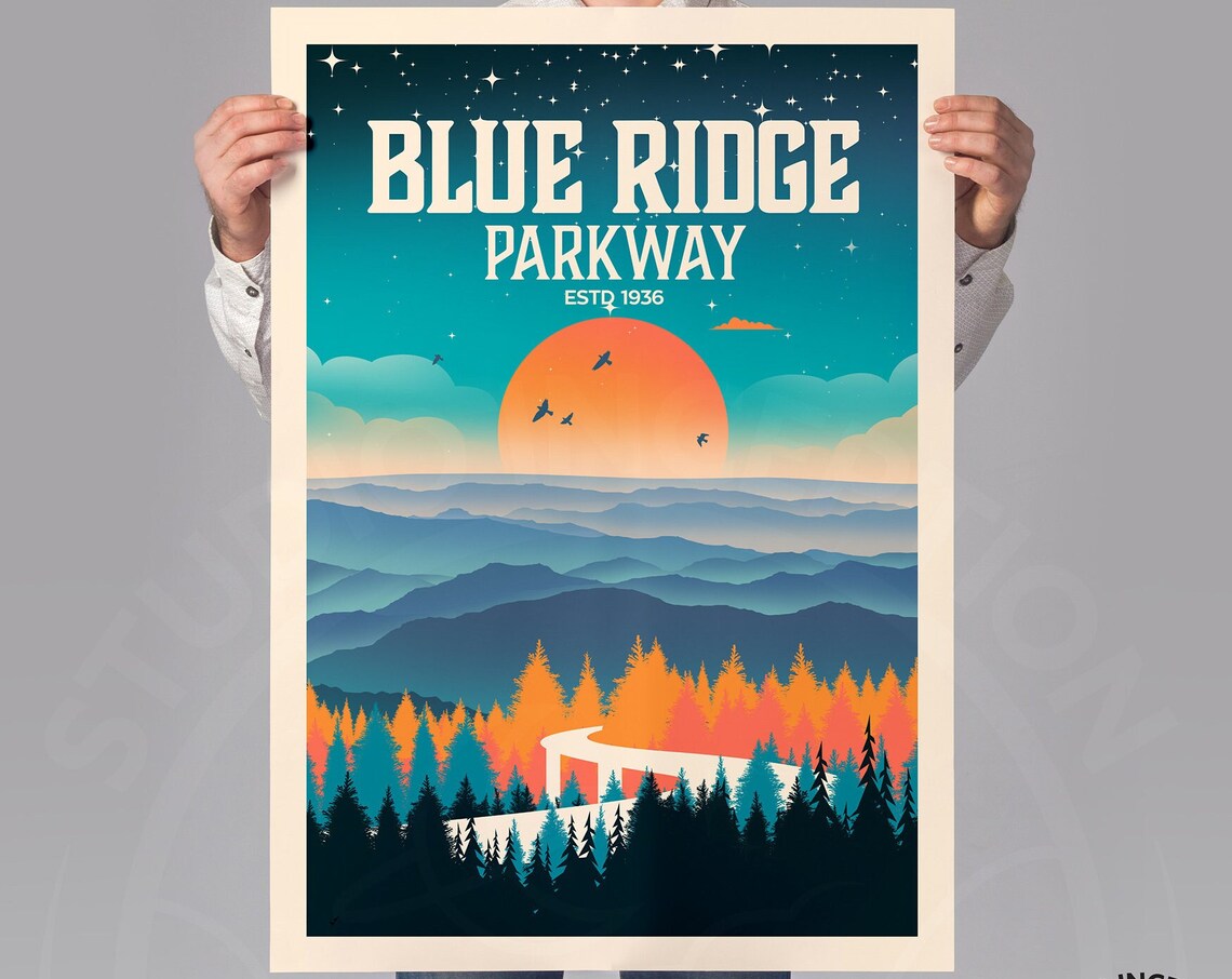 Blue Ridge Parkway Minimalist Mountain Travel Poster - Image 3