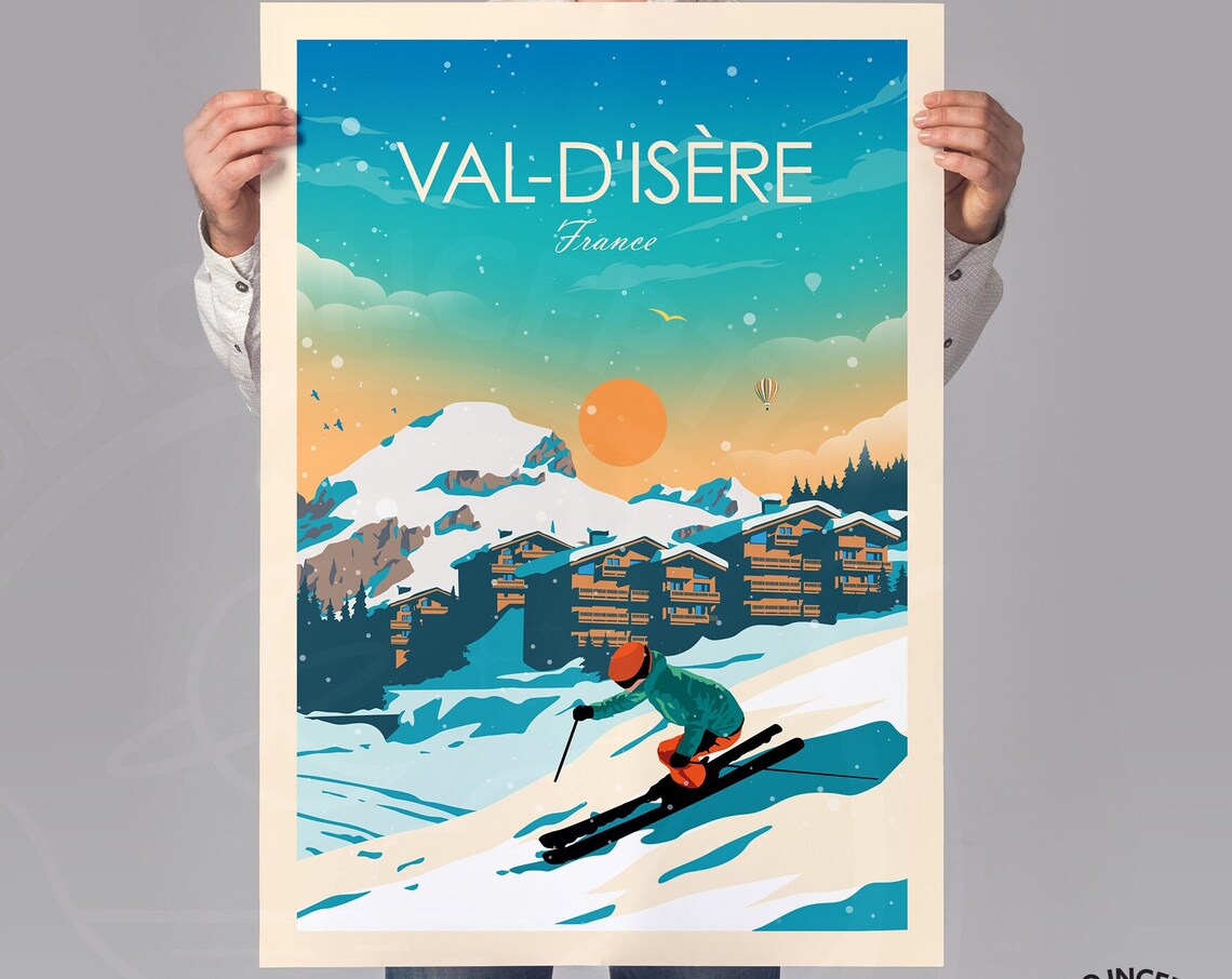 Val Disre Skiing Travel Poster, France Art Print - Image 2