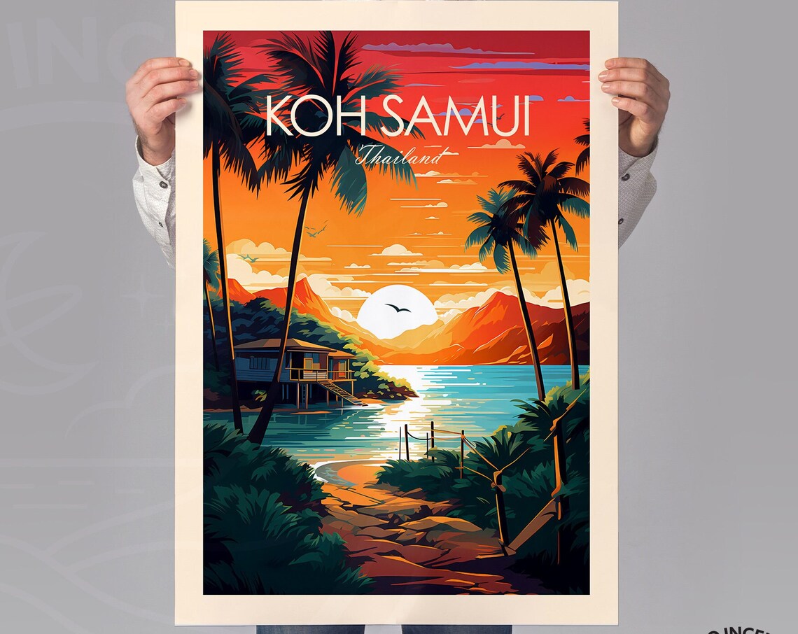 Koh Samui Thailand Travel Poster, Wall Art Decor - Image 2