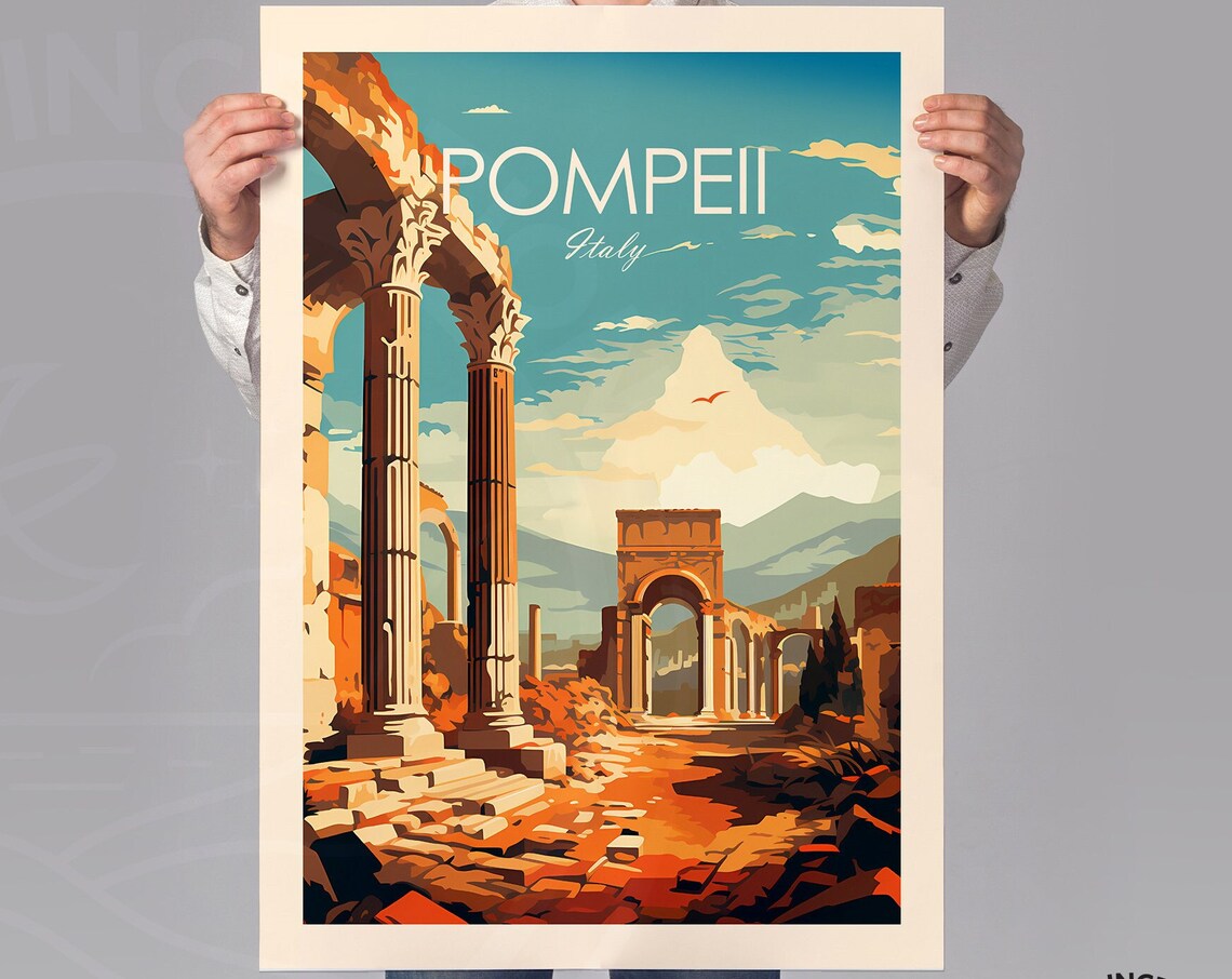Pompeii Italy Travel Poster, Landscape Art Print - Image 3
