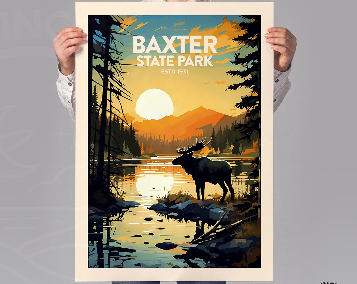 Baxter State Park Traditional Travel Poster, Maine - Image 2