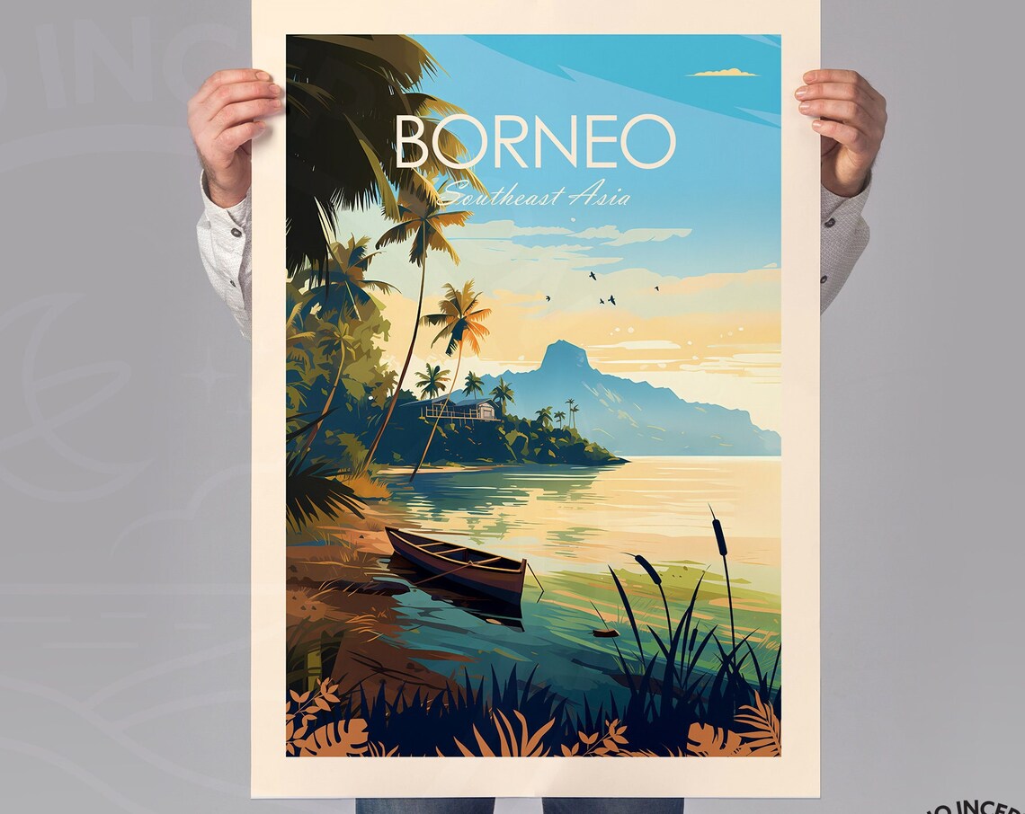 Borneo Traditional Travel Poster, Southeast Asia - Image 4